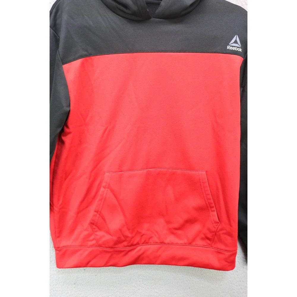 Reebok Boy's Red Black Long Sleeve Pullover Hoodie-XL(14-16)-Athleisure